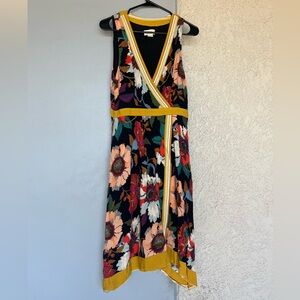 Floral Wrap Dress with Yellow Accents